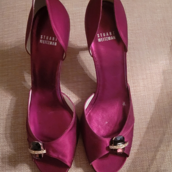 Stuart Weitzman jeweled satin pumps - Picture 3 of 4
